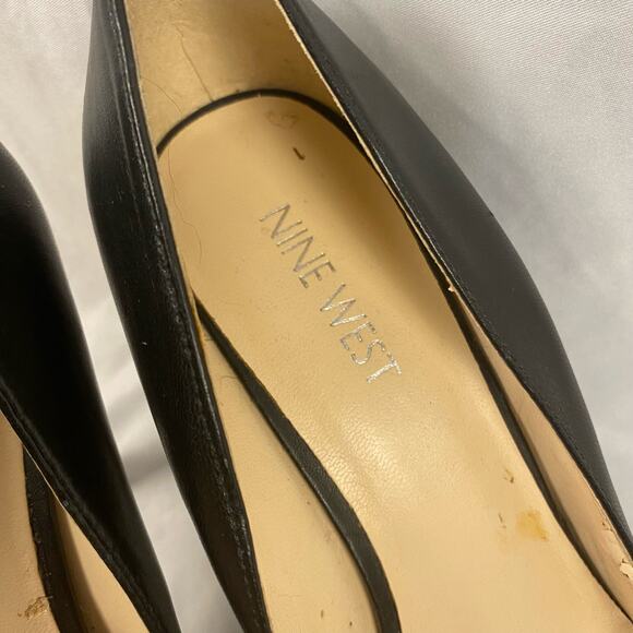 Nine West Black‎ Leather Danee Peep Toe Heel Size 8 - Picture 6 of 7